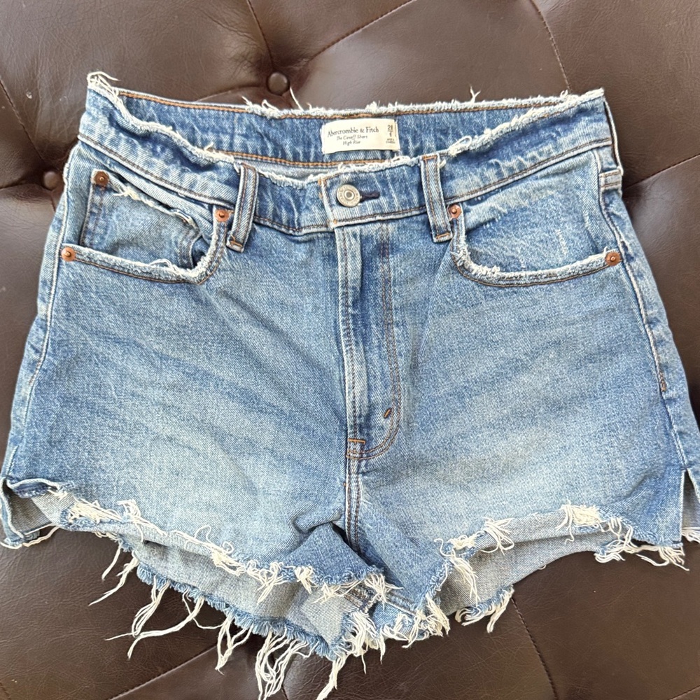Abercrombie & Fitch Light Blue Distressed High-Rise Denim Shorts